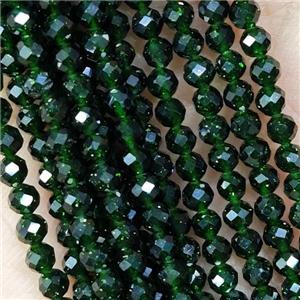 Green Sandstone Beads Faceted Round, approx 3mm dia