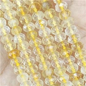 Yellow Citrine Beads Faceted Rondelle, approx 4x6mm