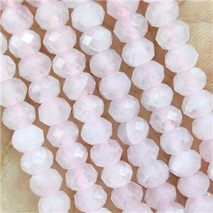 Pink Rose Quartz Beads Faceted Rondelle, approx 4x6mm