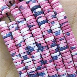 Rainforest Stone Heishi Beads Pink, approx 4mm
