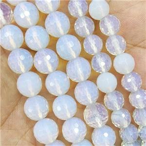 White Opalite Beads Faceted Round, approx 6mm dia