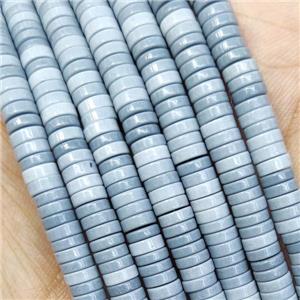 GrayBlue Oxidative Agate Heishi Spacer Beads, approx 4mm