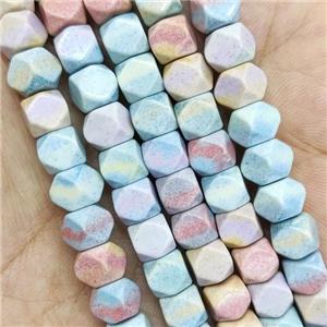 Multicolor Alashan Agate Beads Faceted Cube, approx 7-8mm
