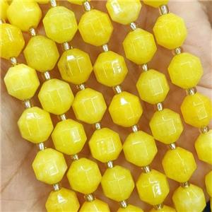 Yellow Jade bullet beads, approx 10mm