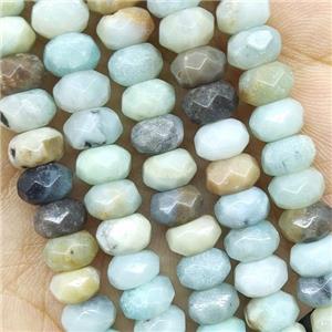 Amazonite Beads Faceted Rondelle Multicolor, approx 4x6mm