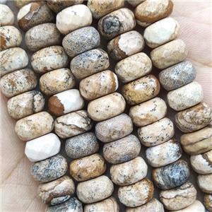 Picture Jasper Beads Faceted Rondelle, approx 4x6mm