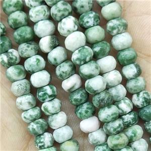 Green Dalmatian Jasper Beads Faceted Rondelle, approx 4x6mm