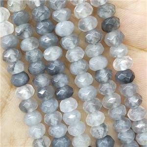 Gray Cloudy Quartz Beads Faceted Rondelle, approx 4x6mm
