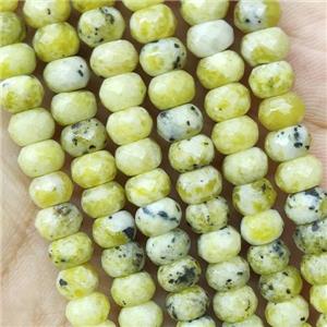 Yellow Turquoise Beads Faceted Rondelle, approx 5x8mm