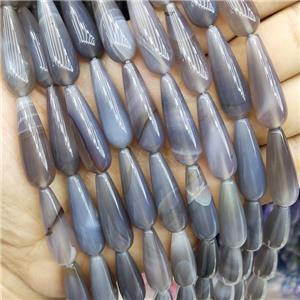 Gray Agate Beads Teardrop, approx 10-30mm, 13pcs per st