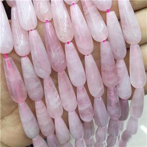 Pink Rose Quartz Teardrop Beads, approx 10-30mm, 13pcs per st