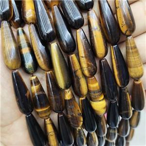 Natural Tiger Eye Stone Teardrop Beads, approx 10-30mm, 13pcs per st