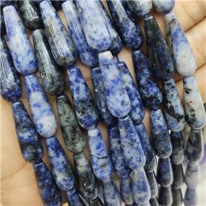 Blue Dalmatian Jasper Beads Teardrop, approx 10-30mm, 13pcs per st