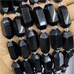 Black Tourmaline Beads Prism, approx 13-27mm, 12pcs per st