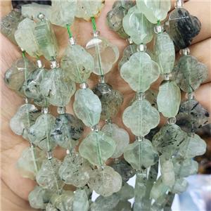 Prehnite Beads Clover Green, approx 17mm, 19pcs per st