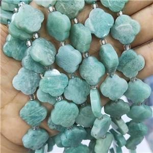 Green Amazonite Clover Beads, approx 17mm, 19pcs per st