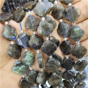 Labradorite Clover Beads, approx 17mm, 19pcs per st