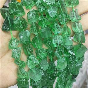 Green Glass Beads Freeform Rough, approx 10-18mm
