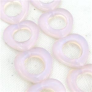 Pink Opalite Heart Beads, approx 35mm