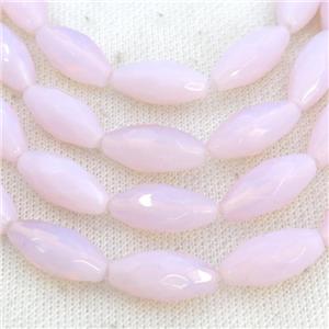 Pink Opalite Beads Faceted Rice, approx 15x30mm