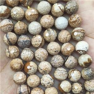 Picture Jasper Round Beads Faceted, approx 8mm dia