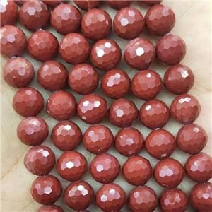 Red Jasper Beads Faceted Round, approx 8mm dia
