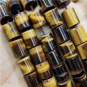 Natural Tiger Eye Stone Column Beads, approx 10-12mm