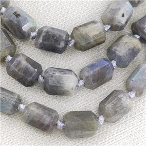 Labradorite Column Beads Faceted, approx 12-16mm