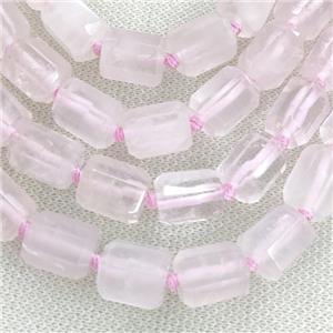 Pink Rose Quartz Column Beads Faceted, approx 12-16mm