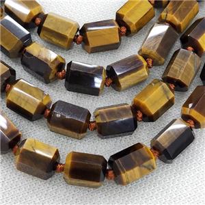 Tiger Eye Stone Column Beads Faceted, approx 12-16mm