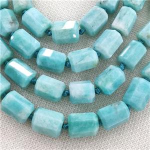 Green Amazonite Column Beads Faceted, approx 12-16mm