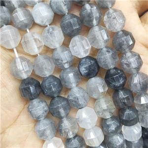 Gray Cloudy Quartz Prism Beads, approx 10mm