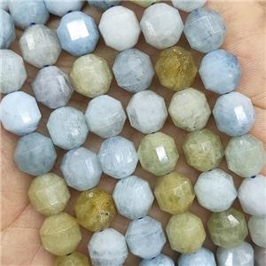 Natural Aquamarine Prism Beads Multicolor, approx 10mm