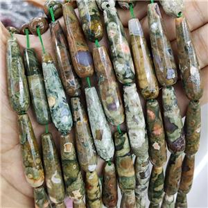 Green Rhyolite Beads Faceted Teardrop, approx 10x40mm, 10pcs per st
