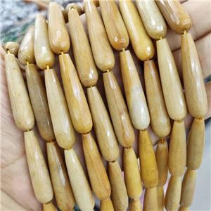 Yellow Jade Beads Faceted Teardrop, approx 10x40mm, 10pcs per st