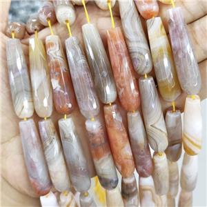 Natural Stripe Agate Beads Faceted Teardrop, approx 10x30mm, 13pcs per st