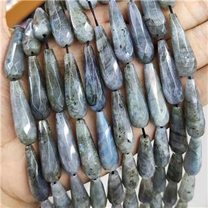 Natural Labradorite Beads Faceted Teardrop, approx 10x30mm, 13pcs per st