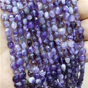 Purple Amethyst Beads Faceted Coin, approx 6mm