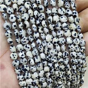 Black Dalmatian Jasper Beads Faceted Coin, approx 6mm