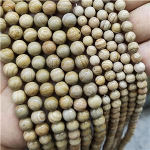 Yellow Wood Lace Jasper Beads Smooth Round Dye, approx 4mm dia