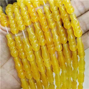 Yellow Jade Tube Beads, approx 7-25mm, 15pcs per st