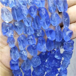 Blue Crystal Glass Beads Freeform Chip, approx 10-16mm