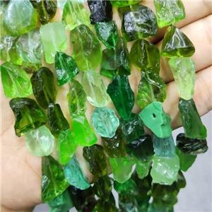 Green Crystal Glass Beads Freeform, approx 10-16mm