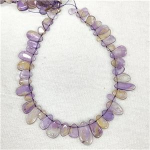 Ametrine Beads Purple Topdrilled Graduated Teardrop A-Grade, approx 10-25mm