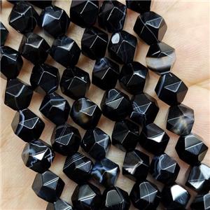 Natural Black Agate Beads Cut Round, approx 7-8mm