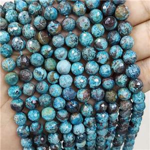Blue Ocean Jasper Beads Faceted Round Dye, approx 8mm dia