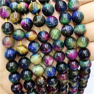 Tiger Eye Stone Beads Multicolor Round Smooth, approx 8mm dia