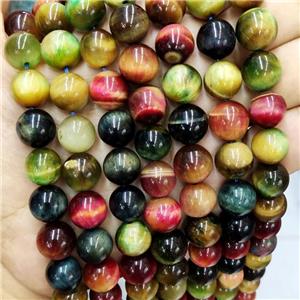 Tiger Eye Stone Beads Multicolor Round Smooth, approx 8mm dia