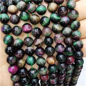 Tiger Eye Stone Beads Multicolor Round Smooth, approx 10mm dia