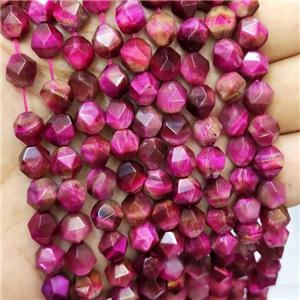 Hotpink Tiger Eye Stone Beads Round Cut, approx 7-8mm